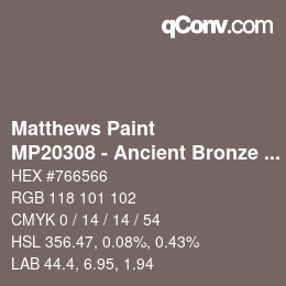 Código de color: Matthews Paint - MP20308 - Ancient Bronze Met | qconv.com