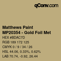 カラーコード: Matthews Paint - MP20354 - Gold Foil Met | qconv.com