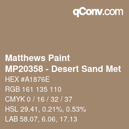 Farbcode: Matthews Paint - MP20358 - Desert Sand Met | qconv.com