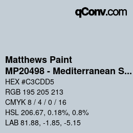 Color code: Matthews Paint - MP20498 - Mediterranean Sky | qconv.com