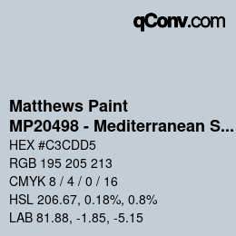 カラーコード: Matthews Paint - MP20498 - Mediterranean Sky | qconv.com
