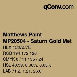 Código de color: Matthews Paint - MP20504 - Saturn Gold Met | qconv.com
