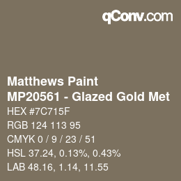 Color code: Matthews Paint - MP20561 - Glazed Gold Met | qconv.com