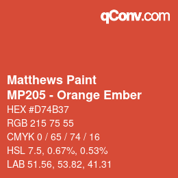 Farbcode: Matthews Paint - MP205 - Orange Ember | qconv.com