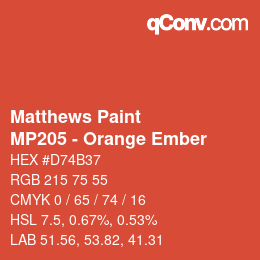 Color code: Matthews Paint - MP205 - Orange Ember | qconv.com