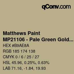 カラーコード: Matthews Paint - MP21106 - Pale Green Gold Met | qconv.com