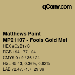 Color code: Matthews Paint - MP21107 - Fools Gold Met | qconv.com