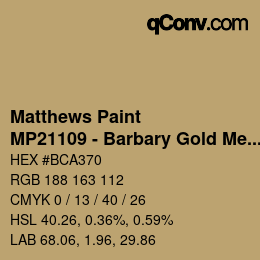 Code couleur: Matthews Paint - MP21109 - Barbary Gold Met | qconv.com