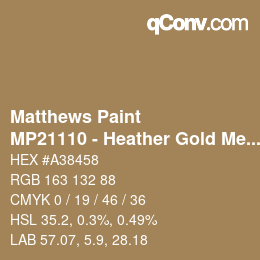 Color code: Matthews Paint - MP21110 - Heather Gold Met | qconv.com