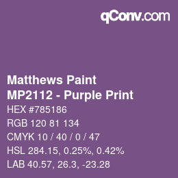 Color code: Matthews Paint - MP2112 - Purple Print | qconv.com