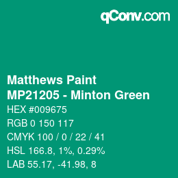 Farbcode: Matthews Paint - MP21205 - Minton Green | qconv.com