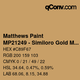Color code: Matthews Paint - MP21249 - Similoro Gold Met | qconv.com