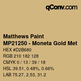 カラーコード: Matthews Paint - MP21250 - Moneta Gold Met | qconv.com