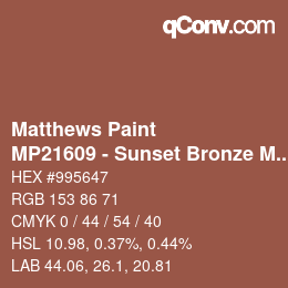カラーコード: Matthews Paint - MP21609 - Sunset Bronze Met | qconv.com