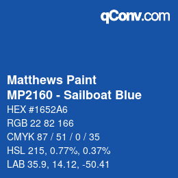 Color code: Matthews Paint - MP2160 - Sailboat Blue | qconv.com