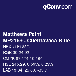 Farbcode: Matthews Paint - MP2169 - Cuernavaca Blue | qconv.com