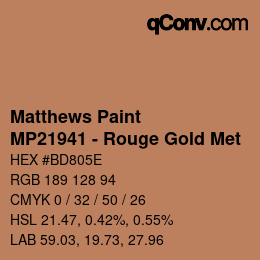 Color code: Matthews Paint - MP21941 - Rouge Gold Met | qconv.com