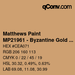 Color code: Matthews Paint - MP21961 - Byzantine Gold Met | qconv.com