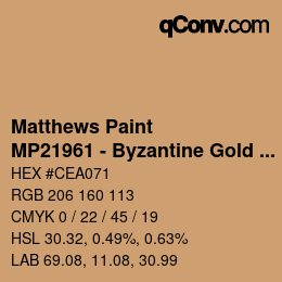 Color code: Matthews Paint - MP21961 - Byzantine Gold Met | qconv.com