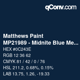 Farbcode: Matthews Paint - MP21989 - Midnite Blue Met | qconv.com