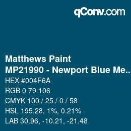 Código de color: Matthews Paint - MP21990 - Newport Blue Met | qconv.com