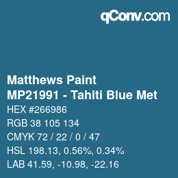 Farbcode: Matthews Paint - MP21991 - Tahiti Blue Met | qconv.com