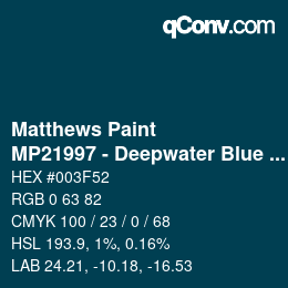 Farbcode: Matthews Paint - MP21997 - Deepwater Blue Met | qconv.com