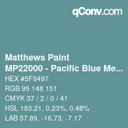 Código de color: Matthews Paint - MP22000 - Pacific Blue Met | qconv.com