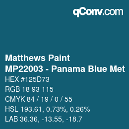 颜色代码: Matthews Paint - MP22003 - Panama Blue Met | qconv.com