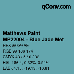 Código de color: Matthews Paint - MP22004 - Blue Jade Met | qconv.com