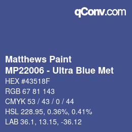 Farbcode: Matthews Paint - MP22006 - Ultra Blue Met | qconv.com