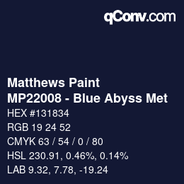 Farbcode: Matthews Paint - MP22008 - Blue Abyss Met | qconv.com