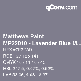 颜色代码: Matthews Paint - MP22010 - Lavender Blue Met | qconv.com