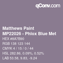 Farbcode: Matthews Paint - MP22026 - Phlox Blue Met | qconv.com