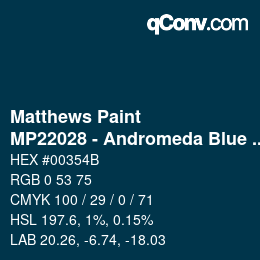 Code couleur: Matthews Paint - MP22028 - Andromeda Blue Met | qconv.com