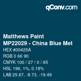 Código de color: Matthews Paint - MP22029 - China Blue Met | qconv.com