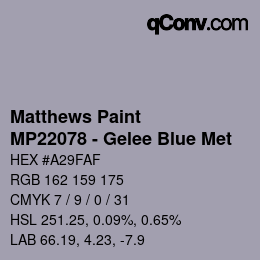 Código de color: Matthews Paint - MP22078 - Gelee Blue Met | qconv.com