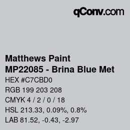 颜色代码: Matthews Paint - MP22085 - Brina Blue Met | qconv.com