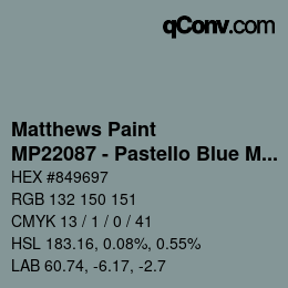 Code couleur: Matthews Paint - MP22087 - Pastello Blue Met | qconv.com