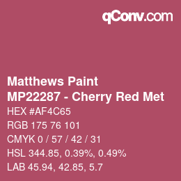 カラーコード: Matthews Paint - MP22287 - Cherry Red Met | qconv.com
