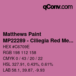 Color code: Matthews Paint - MP22289 - Ciliegia Red Met | qconv.com