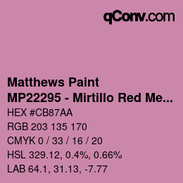 Color code: Matthews Paint - MP22295 - Mirtillo Red Met | qconv.com