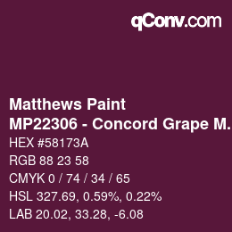Code couleur: Matthews Paint - MP22306 - Concord Grape Met | qconv.com