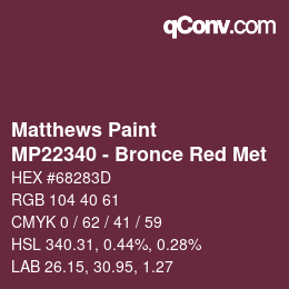 カラーコード: Matthews Paint - MP22340 - Bronce Red Met | qconv.com