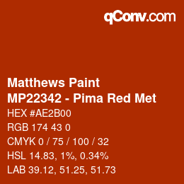 Farbcode: Matthews Paint - MP22342 - Pima Red Met | qconv.com