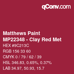 Código de color: Matthews Paint - MP22348 - Clay Red Met | qconv.com