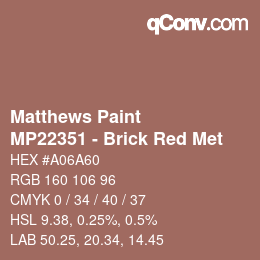 カラーコード: Matthews Paint - MP22351 - Brick Red Met | qconv.com