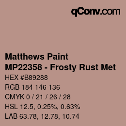 Code couleur: Matthews Paint - MP22358 - Frosty Rust Met | qconv.com
