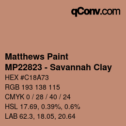 Color code: Matthews Paint - MP22823 - Savannah Clay | qconv.com