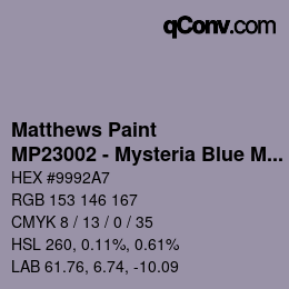 Farbcode: Matthews Paint - MP23002 - Mysteria Blue Met | qconv.com